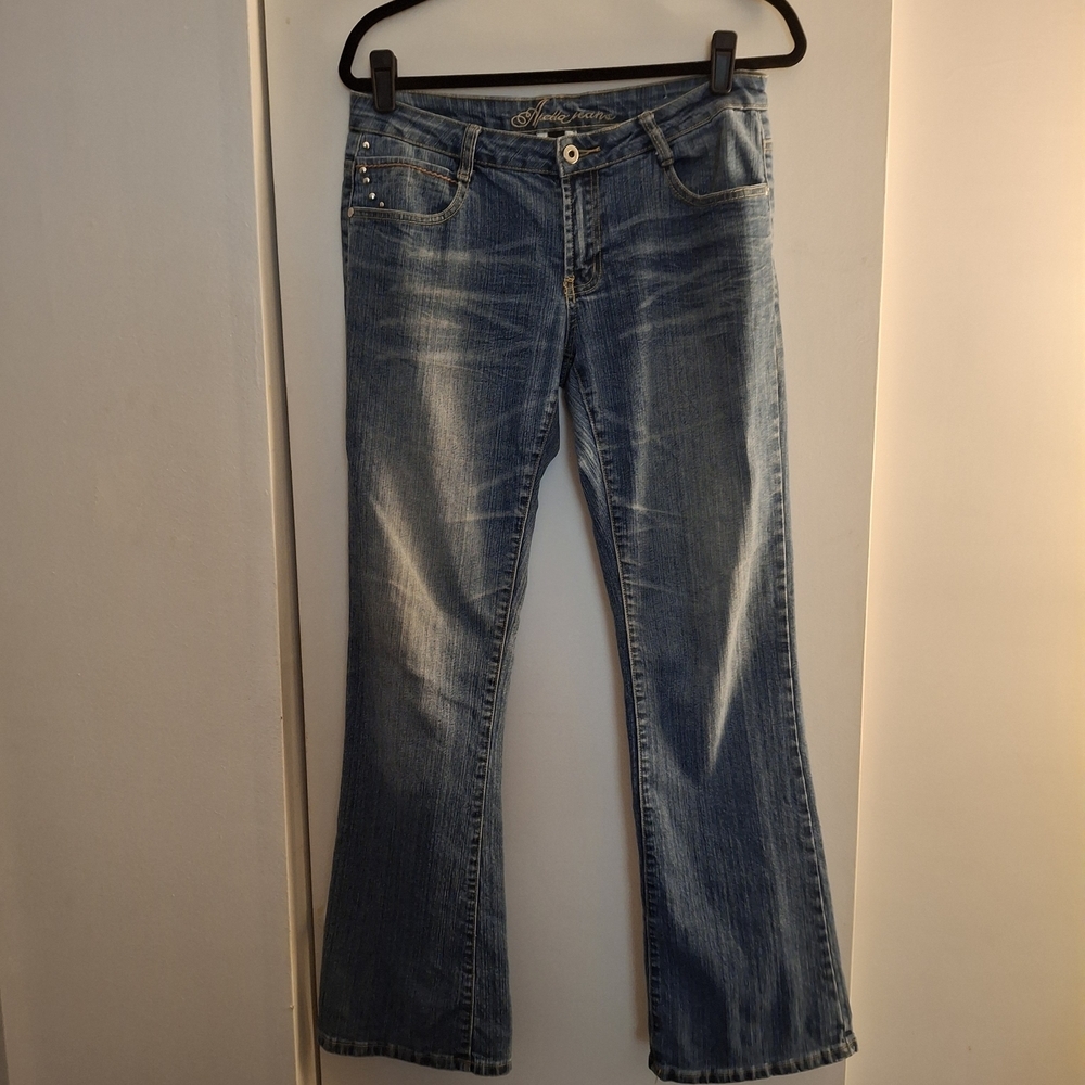 Apollo Jeans Women's Blue Flare Wide Leg Denim